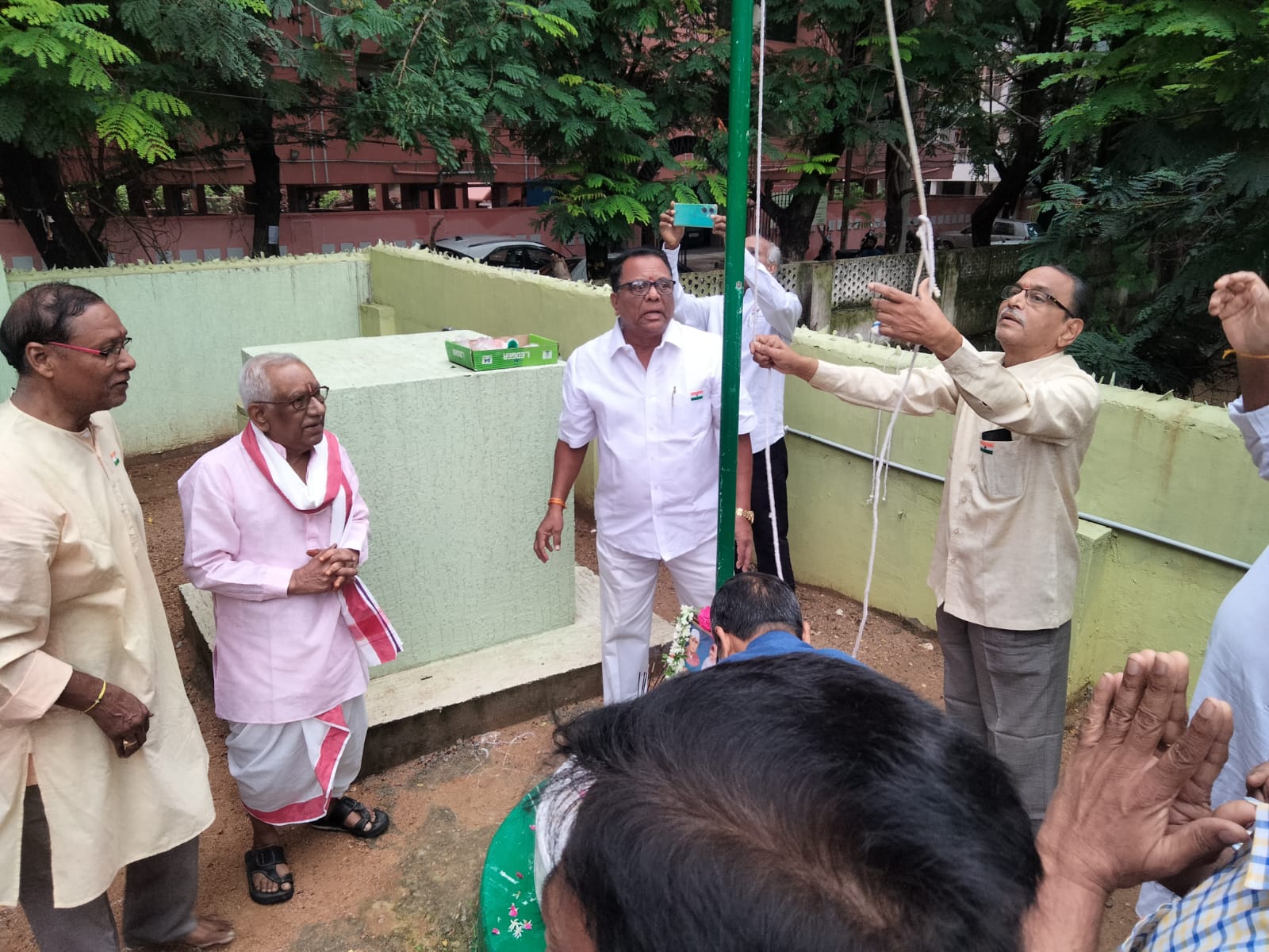 Flag hoisting on 2025-08-15 at Senior Citizen Bhavan.jpg